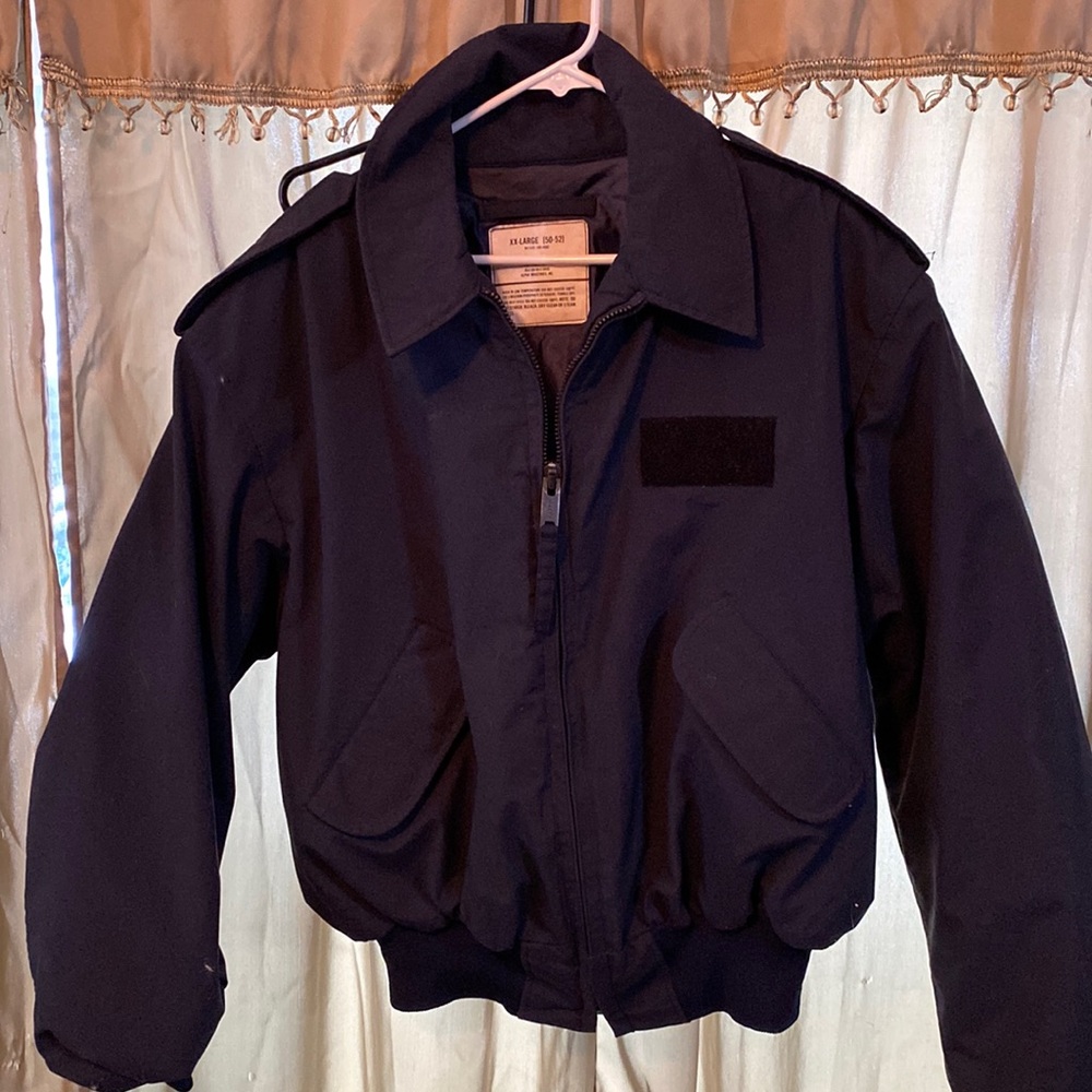 Police security sheriff black Bomber Jacket Cold Weather SCOVILL Sz XXL 50-52